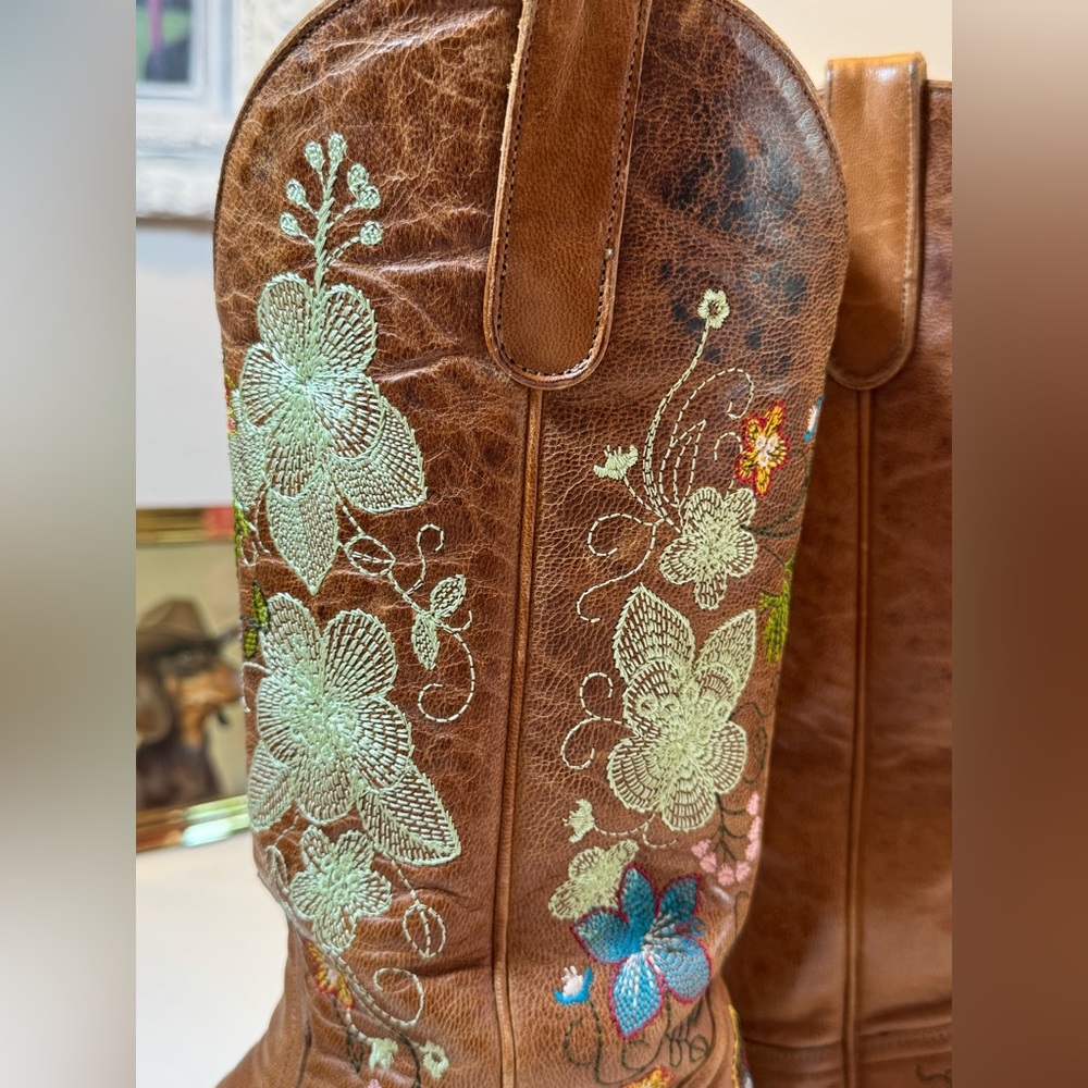 Old Gringo Eden Floral Embroidered Brown Cowboy Boots Size 7 - Picture 7 of 15